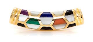 A 14 Karat Yellow Gold, Mother-of-Pearl, Onyx, Sugilite, Lapis Lazuli, Malachite and Coral, Slide/Pendant, Asch Grossbardt, 7