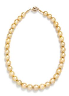 A Single Strand Cultured Golden South Sea Pearl Necklace, 58.80 dwts.
