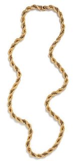 A 14 Karat Yellow Gold Rope Chain, 57.90 dwts.