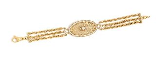 A Yellow Gold and Diamond Bracelet, 21.00 dwts.