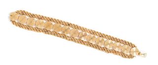 A Retro 14 Karat Yellow Gold Fancy Link Bracelet, 40.40 dwts.