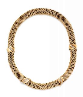 A 14 Karat Yellow Gold and Diamond Convertible Necklace/Bracelet Set, 34.30 dwts.