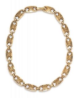 A 14 Karat Yellow Gold Fancy Link Chain Necklace, 45.20 dwts.