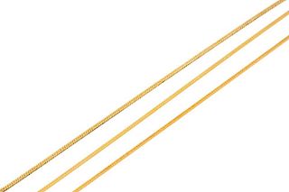 A Collection of 14 Karat Yellow Gold Herringbone Chains, 10.10 dwts.