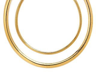 A Collecton of 14 Karat Yellow Gold Omega Necklaces, 57.00 dwts.