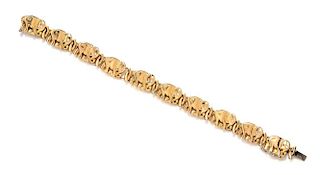 A 14 Karat Yellow Gold, Diamond and Elephant Motif Bracelet, Schwartz, 23.70 dwts.