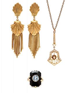 A Collection of Antique Gold and Gemstone Jewelry, 9.90 dwts.