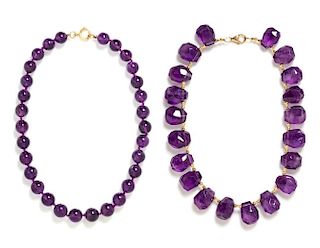 A Collection of Amethyst Bead Necklaces, 56.00 dwts.