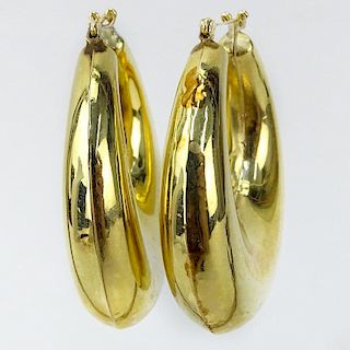 Vintage 10 Karat Yellow Gold Large Hoop Earrings.