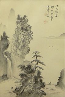 Chinese Ink and Wash on Paper "Mountain Landscape".
