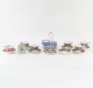 Assorted lot of Porcelain Tablewares. Includes Royal Albert "Needlepoint" 5 cups and 6 saucers and a small bowl.