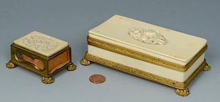 2 Gilt Mounted Ivory Boxes