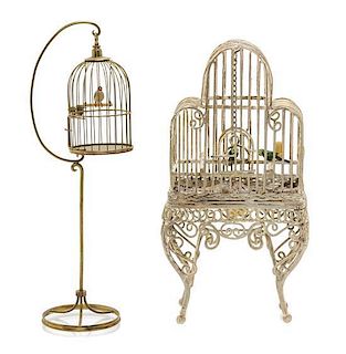Two Victorian Style Birdcages, Height of first 4 5/8 inches.