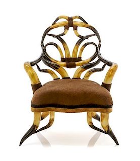 A Victorian Style Faux Horn Armchair, Height 3 1/8 inches.