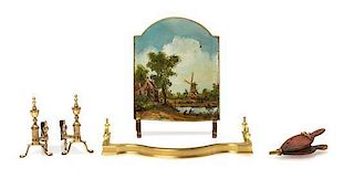 A Victorian Style Painted Firescreen, Height 4 x width 5 inches.