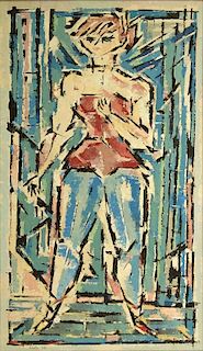 Victor Laks, French (1924) Oil on masonite "The Little Dancer" Signed V. Laks '53 Lower Left.