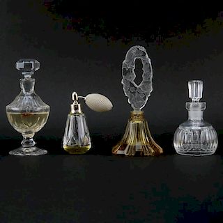 Four (4) Waterford and Czech Crystal Perfume Bottles.