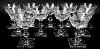 Eleven (11) Vintage Hawkes Cut Crystal Champagne Coupes.
