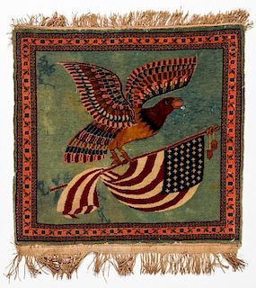 Kashan Eagle/Flag Rug: 1'8'' x 1'8'' (51 x 51 cm)