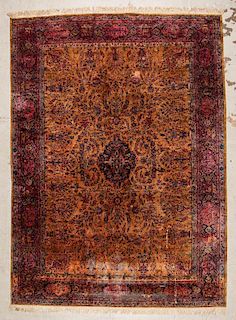 Antique Silk Kashan Rug: 7'8'' x 10'6'' (234 x 320 cm)