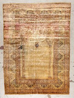 Antique Silk Tabriz Rug: 4' x 5'6'' (122 x 168 cm)
