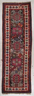 Antique Kazak Lenkoran Rug: 3'6'' x 10'10'' (107 x 330 cm)