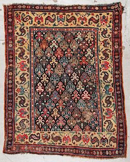 Antique West Persian Kurd Rug: 4' x 5' (122 x 152 cm)