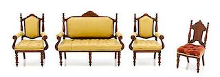 A Victorian Style Parlor Suite, Height of first 3 1/2 x width 4 3/4 inches.