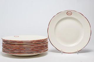 William Yeoward Dinner Plates, "Red Dog" Set of 12