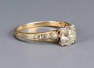 14k gold 1 carat old mine cut dia ring