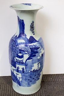 Chinese Blue & White Porcelain Baluster Floor Vase