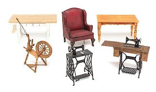 A Collection of Articles Related to Sewing and Needlework, Height of spinning wheel 3 inches.