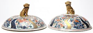 2 Chinese Imari Porcelain Jar or Urn Lids