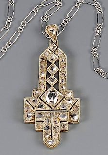 Art Deco plat/18k Diamond Pendant