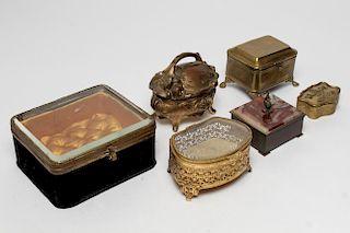 Decorative Brass & Bronze Boxes, Group of 6