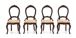 A Set of Four Victorian Style Side Chairs, Height 3 3/4 inches.
