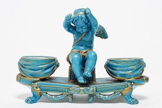 Sevres-Style Porcelain Neoclassical Inkwell