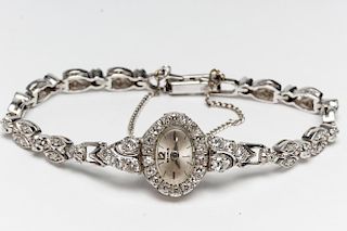 Benrus 14K White Gold & Diamond Woman's Watch