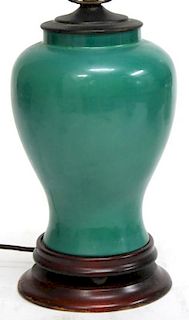 Vintage Porcelain Teal-Glazed Table Lamp