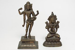 Southeast Asian Bronze Hindu Deities, 2 Figures