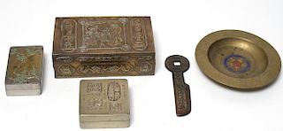 5 Assorted Chinese Brass & Metal Objects