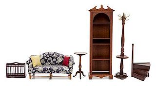 Five English Style Library Furniture Articles, Height of first 7 1/2 inches.