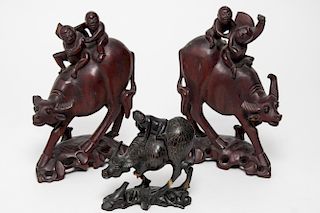 Chinese Carved Wood Figures- Boys & Water Buffalo