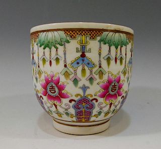 CHINESE ANTIQUE IMPERIAL FAMILLE ROSE PORCELAIN CUP - GUANGXU