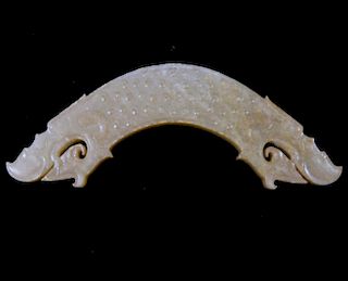 CHINESE ANTIQUE CARVED JADE DRAGON HUANG - WARRING STATE