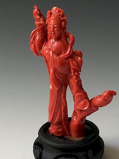 A FINE CHINESE ANTIQUE COROL FIGURE