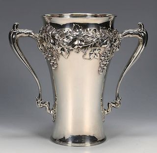 Large Sterling Silver Loving Cup w/ Grape Design