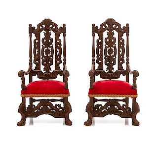 Two Restoration Style Resin Cast Armchairs, Height of first 4 1/4 inches.