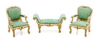 Three Louis XV Style Resin Cast Furniture Articles, Height of first 3 1/8 inches.