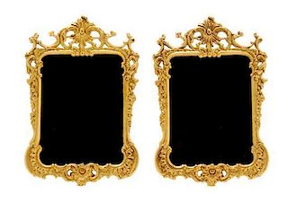 A Pair of Louis XV Style Gilt Metal Mirrors, Height 4 3/8 inches.